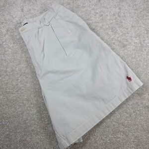 Ralph Lauren Sport Chino Shorts Womens 12‎ Ivory Pony Logo Pleated Front Classic
